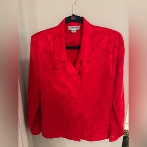 Adrianna Papell Red 100% Silk Blouse NEW